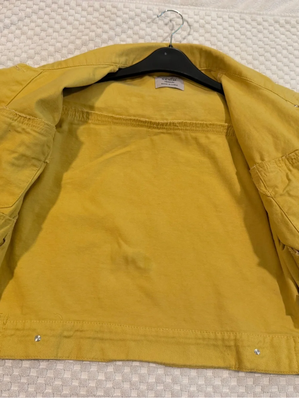 Love Tree Yellow Ruffle-Trim Denim Jacket